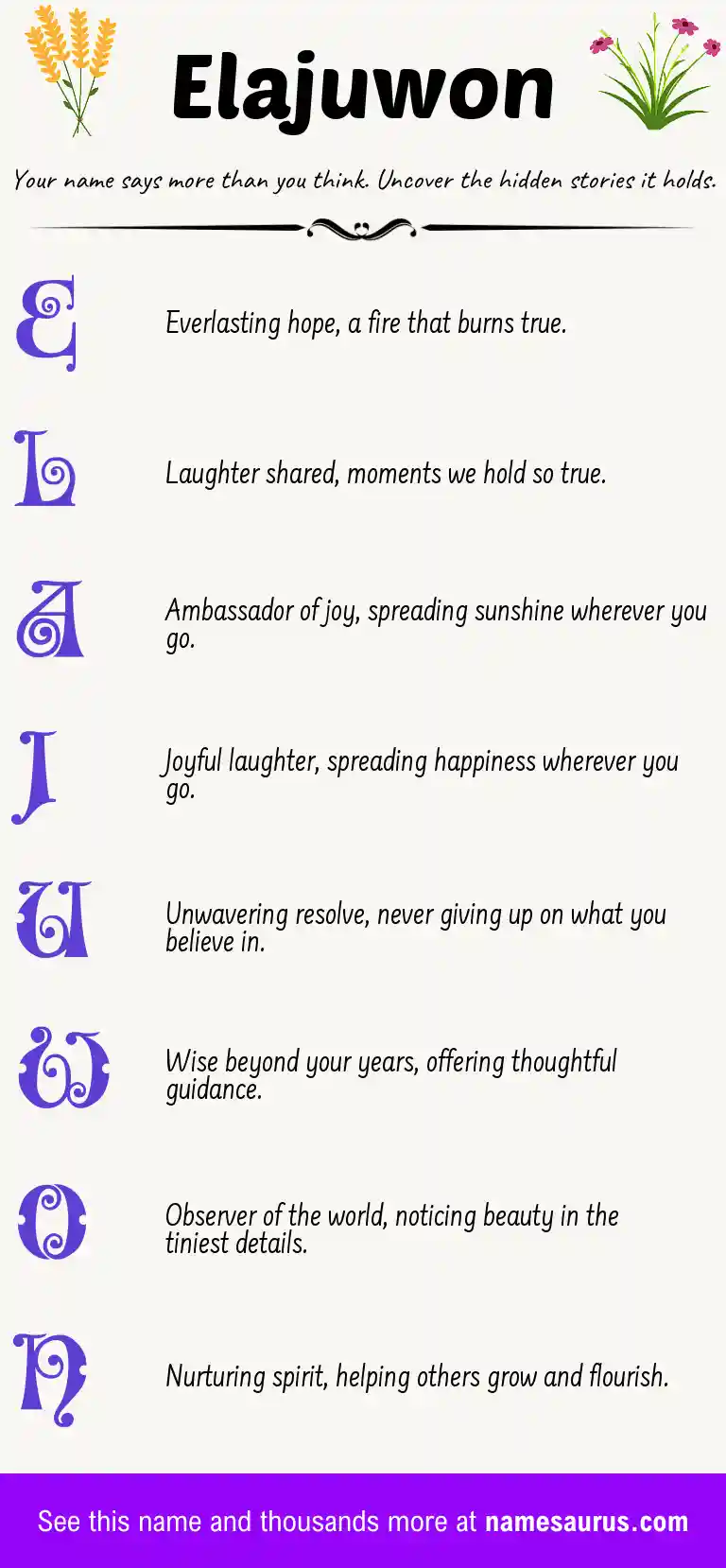 Acrostic poem about Elajuwon.