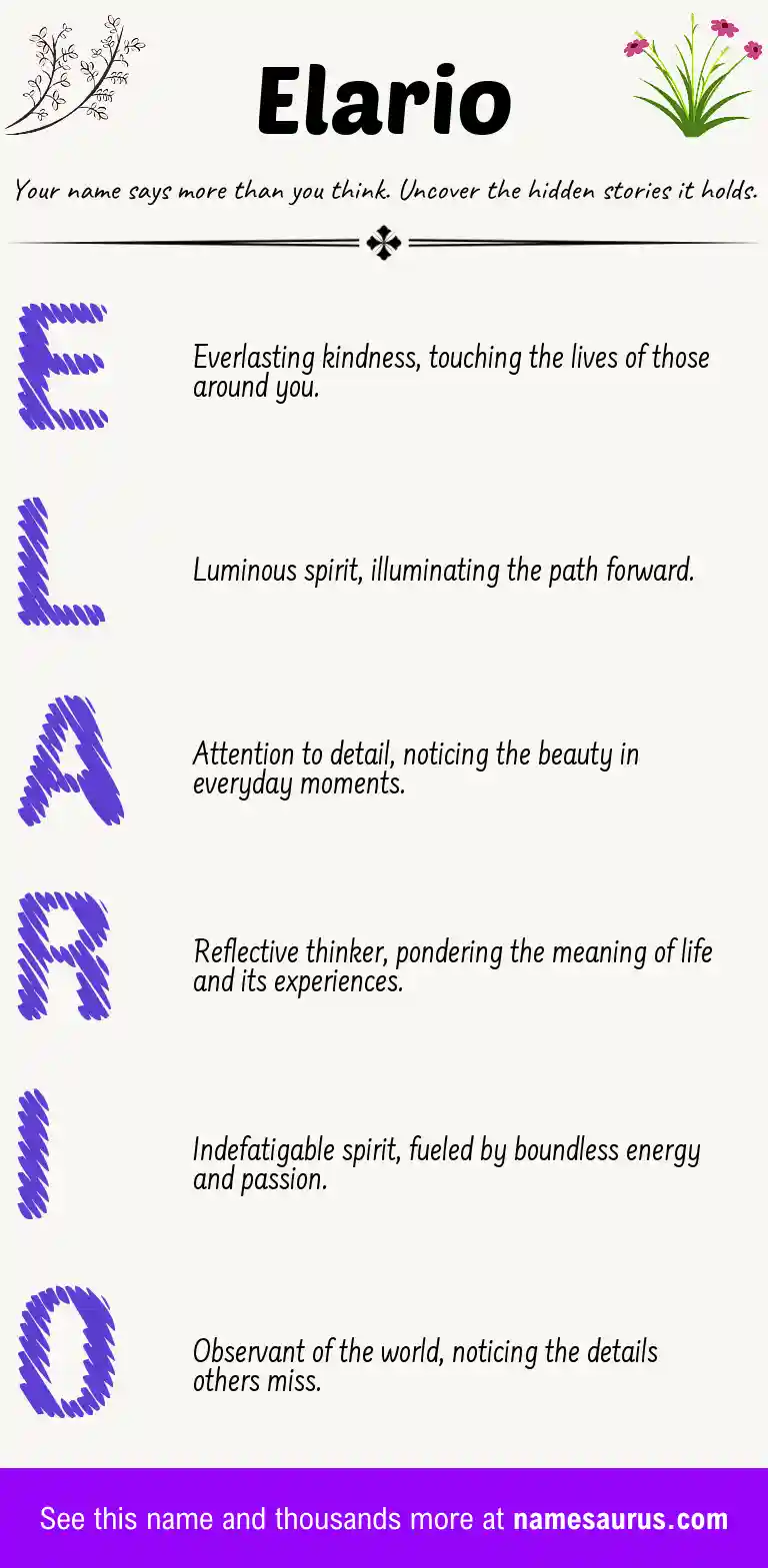 Acrostic poem about Elario.
