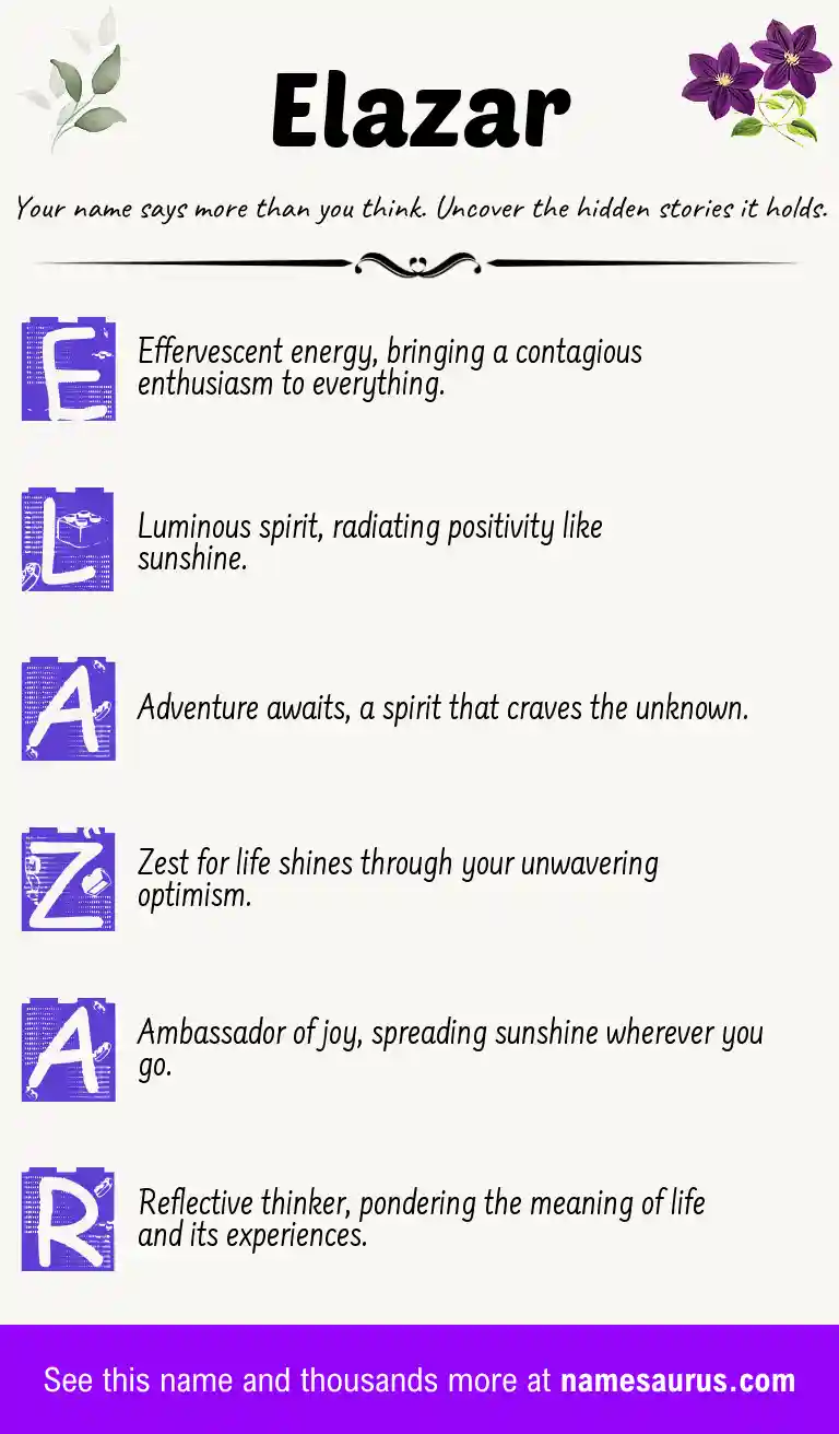 Acrostic poem about Elazar.