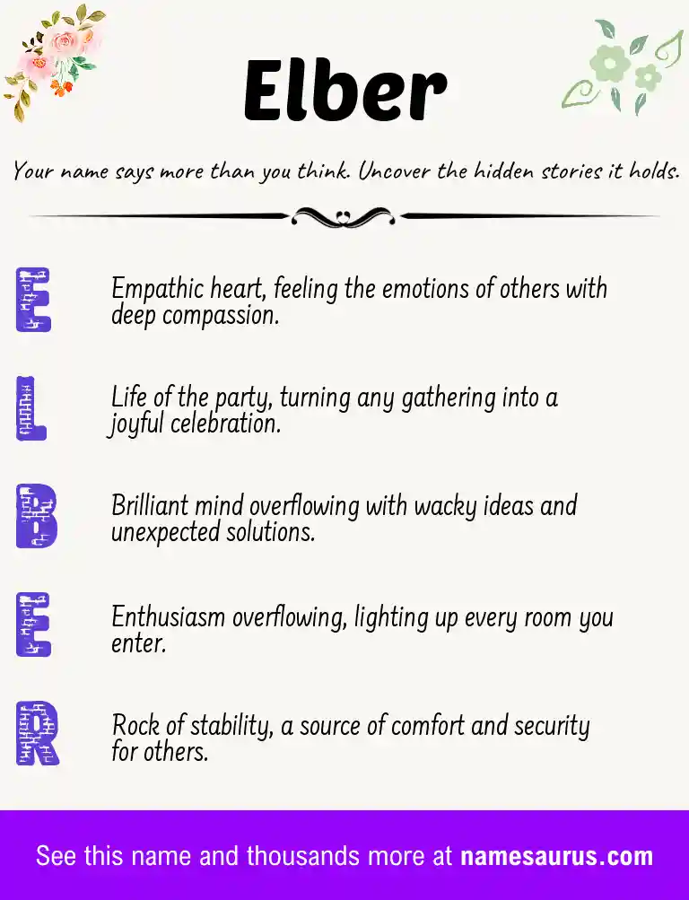 Acrostic poem about Elber.