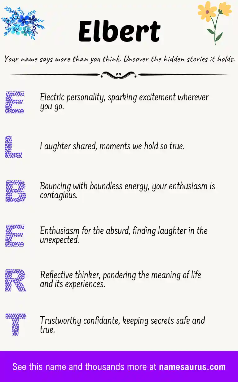 Acrostic poem about Elbert.