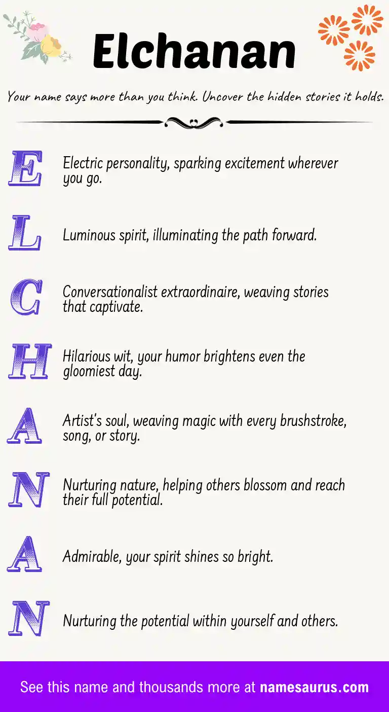 Acrostic poem about Elchanan.