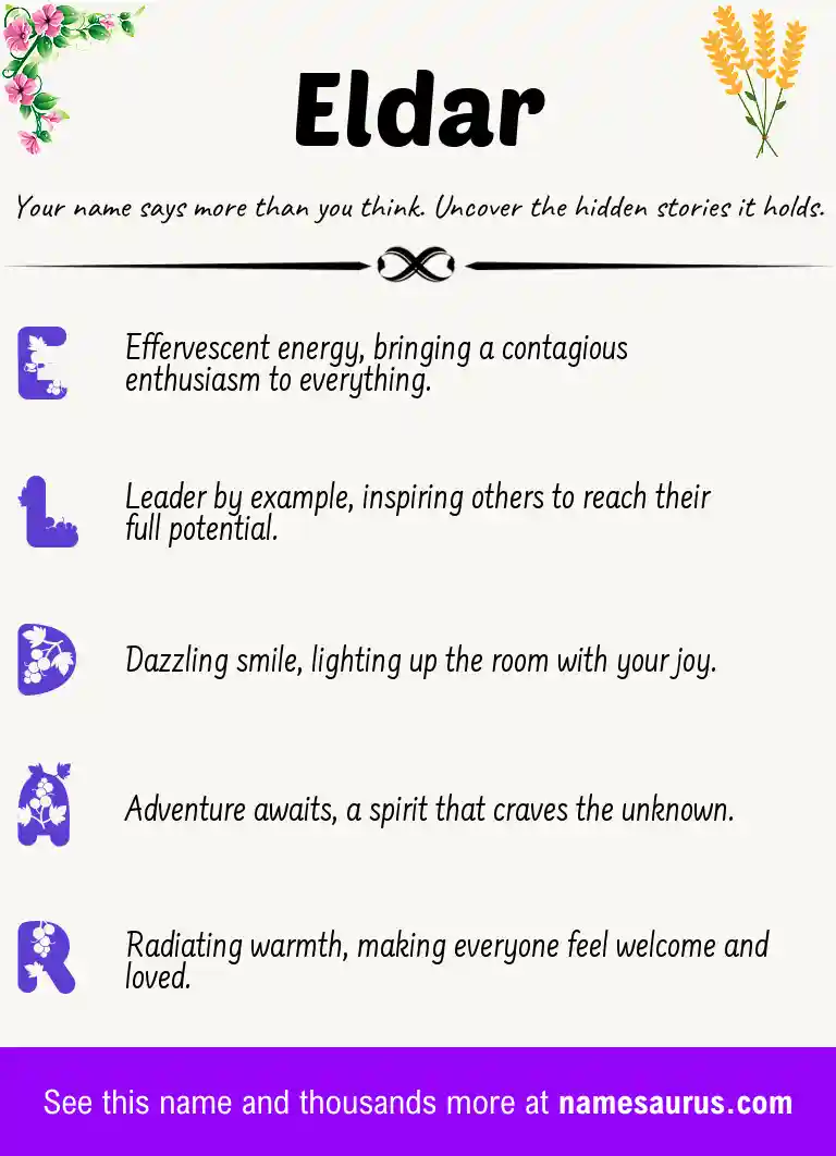 Acrostic poem about Eldar.