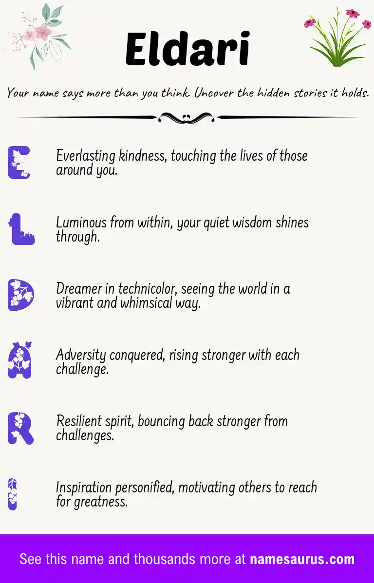 Acrostic poem about Eldari.
