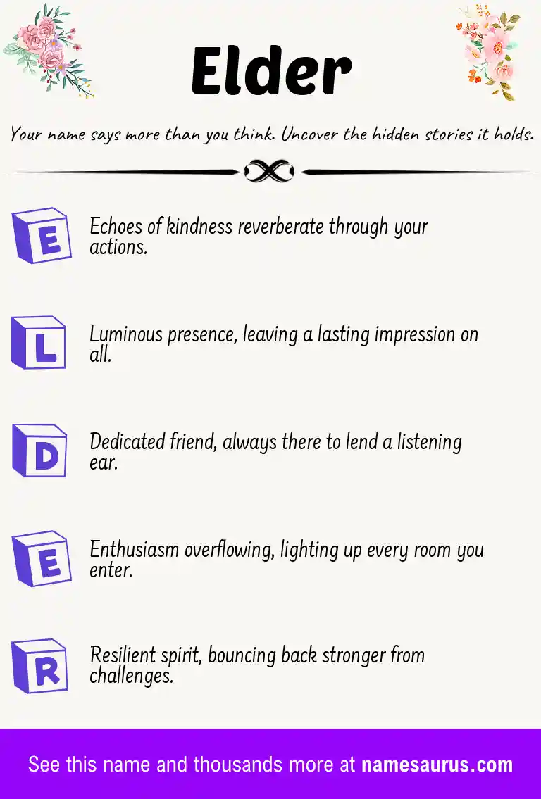Acrostic poem about Elder.