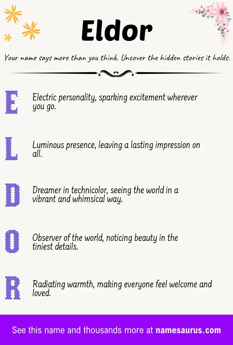 Acrostic poem about Eldor.