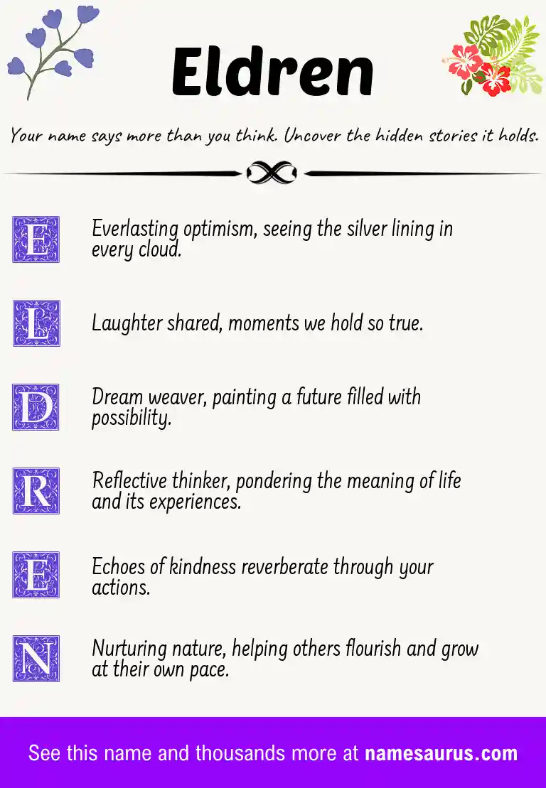 Acrostic poem about Eldren.