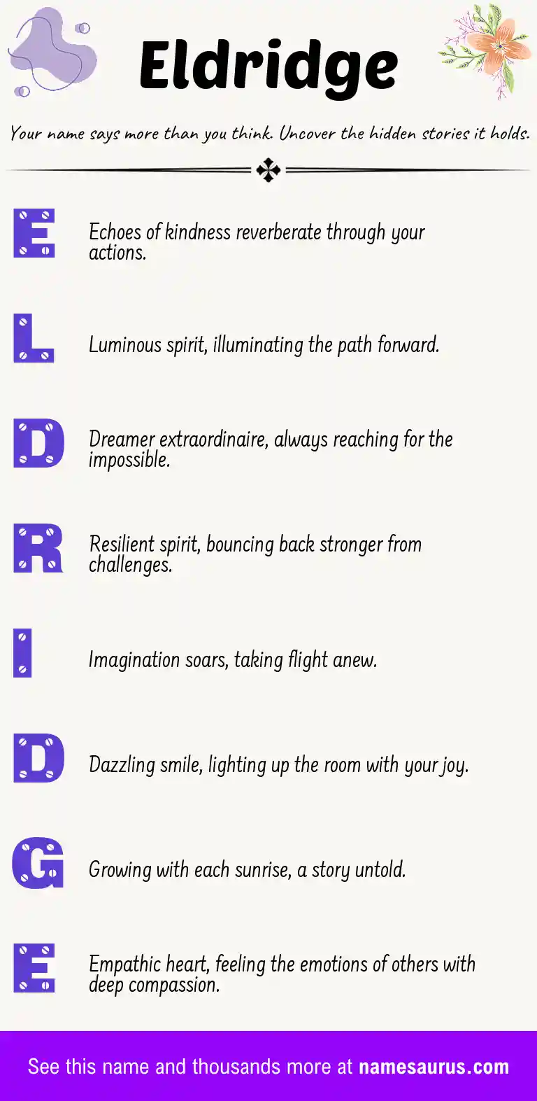 Acrostic poem about Eldridge.