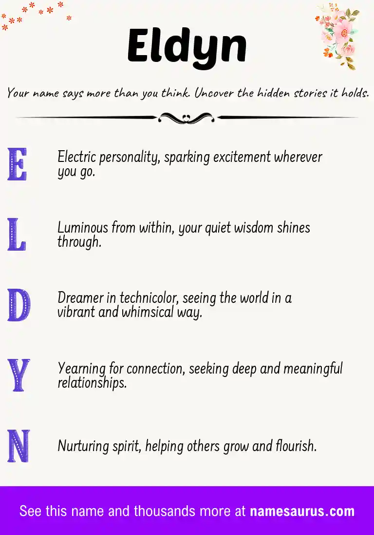 Acrostic poem about Eldyn.