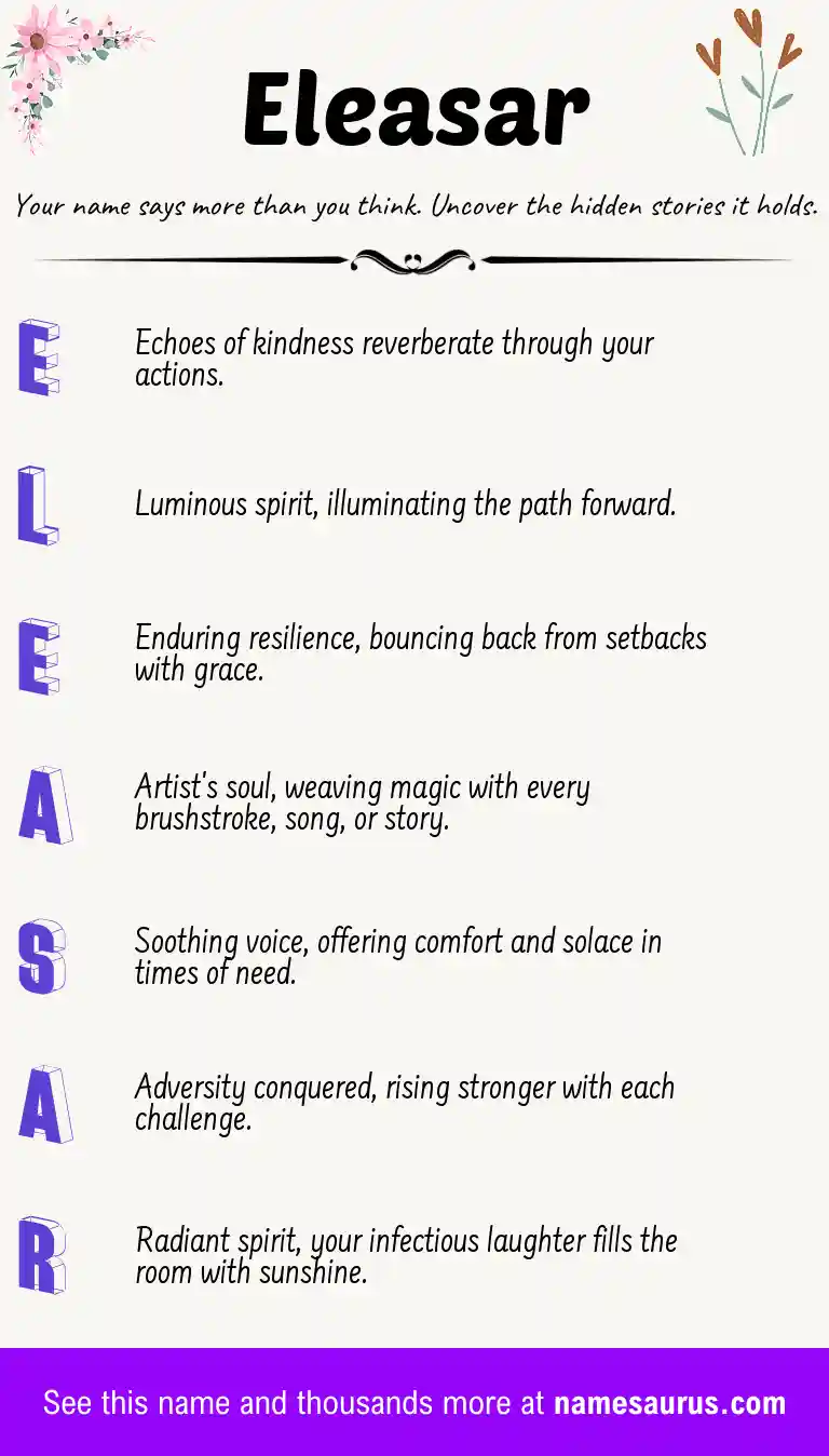 Acrostic poem about Eleasar.
