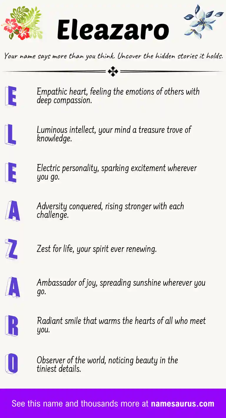 Acrostic poem about Eleazaro.