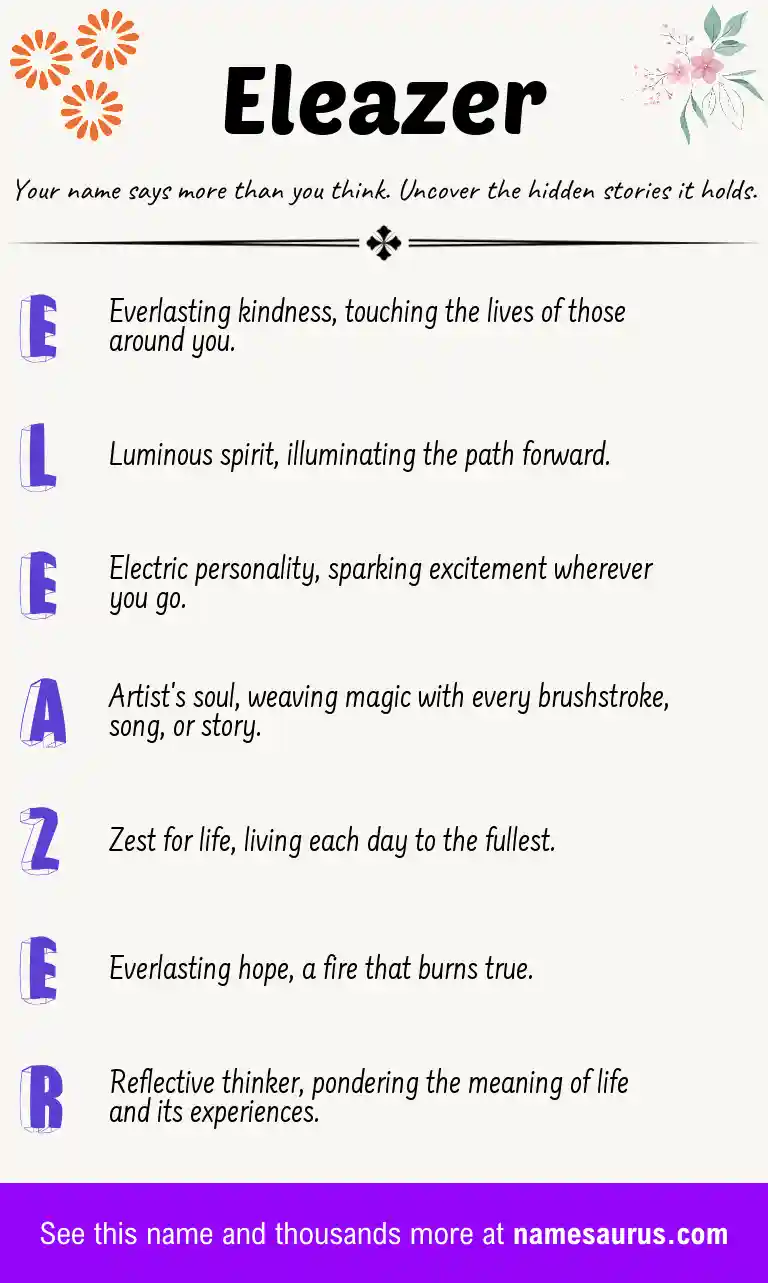 Acrostic poem about Eleazer.