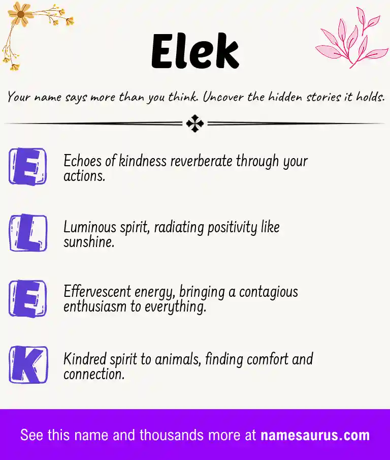 Acrostic poem about Elek.