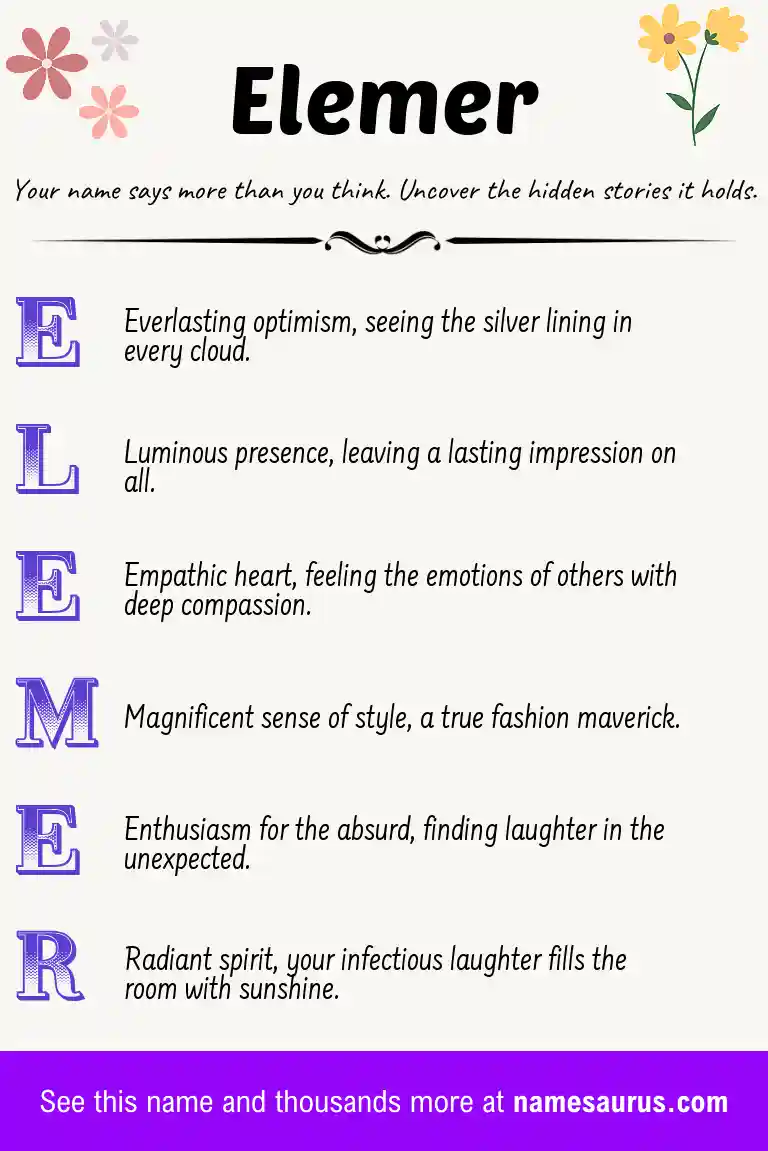 Acrostic poem about Elemer.