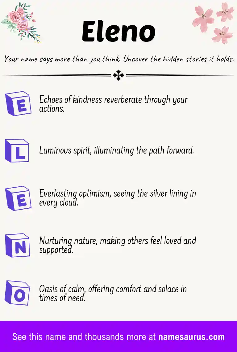 Acrostic poem about Eleno.