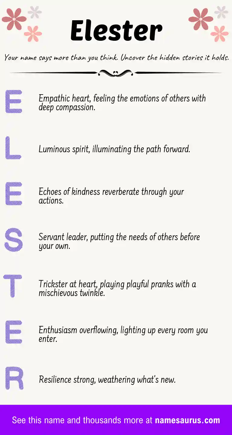 Acrostic poem about Elester.