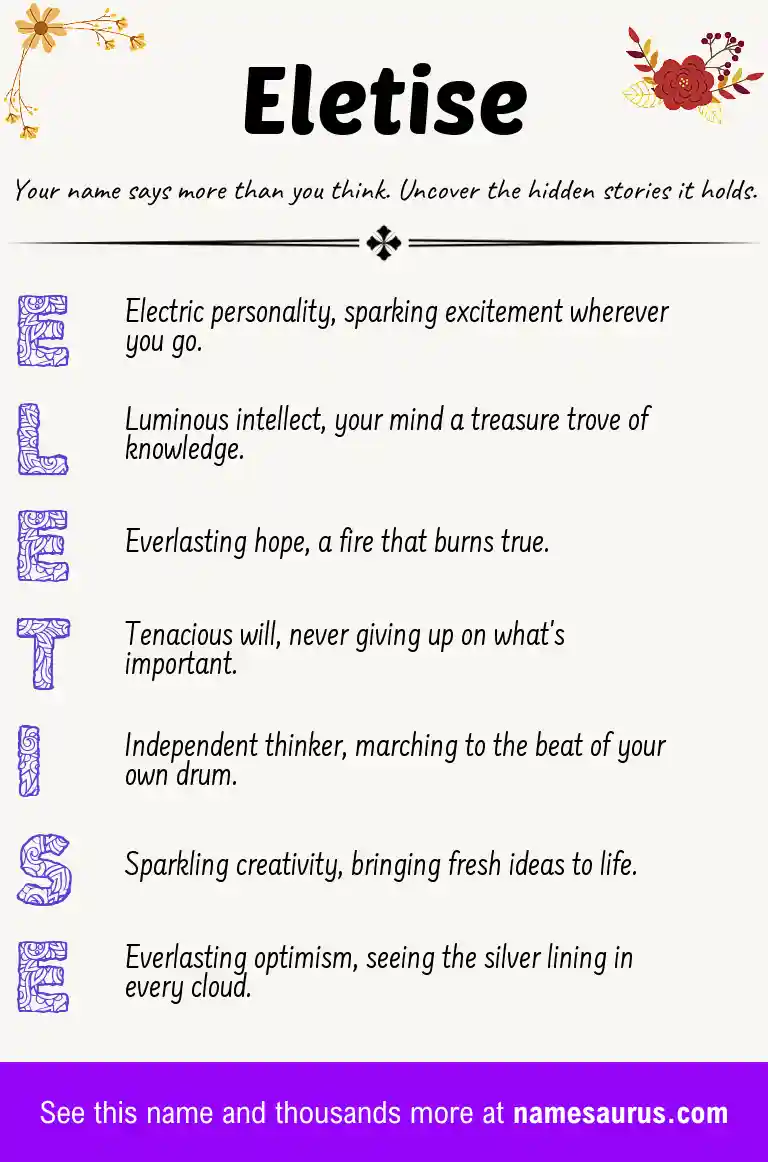 Acrostic poem about Eletise.