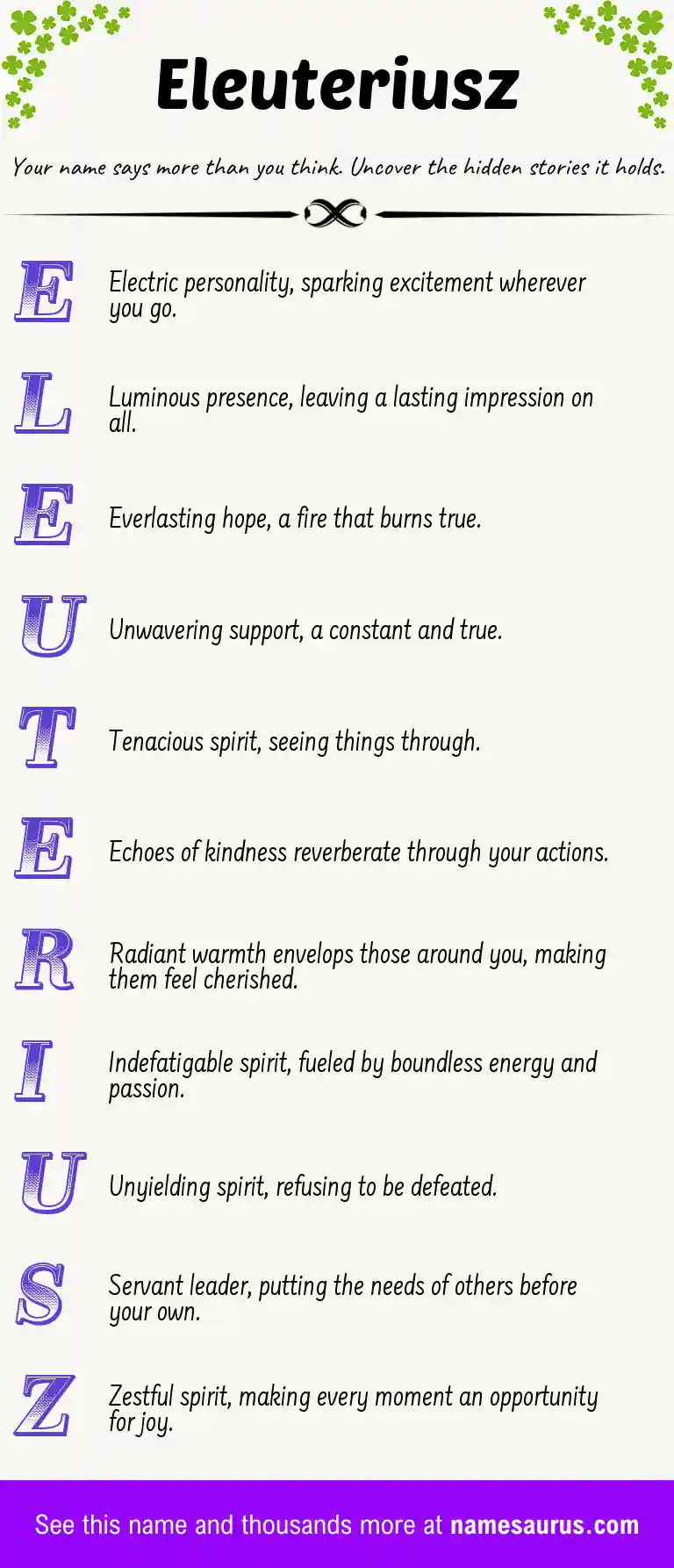 Acrostic poem about Eleuteriusz.