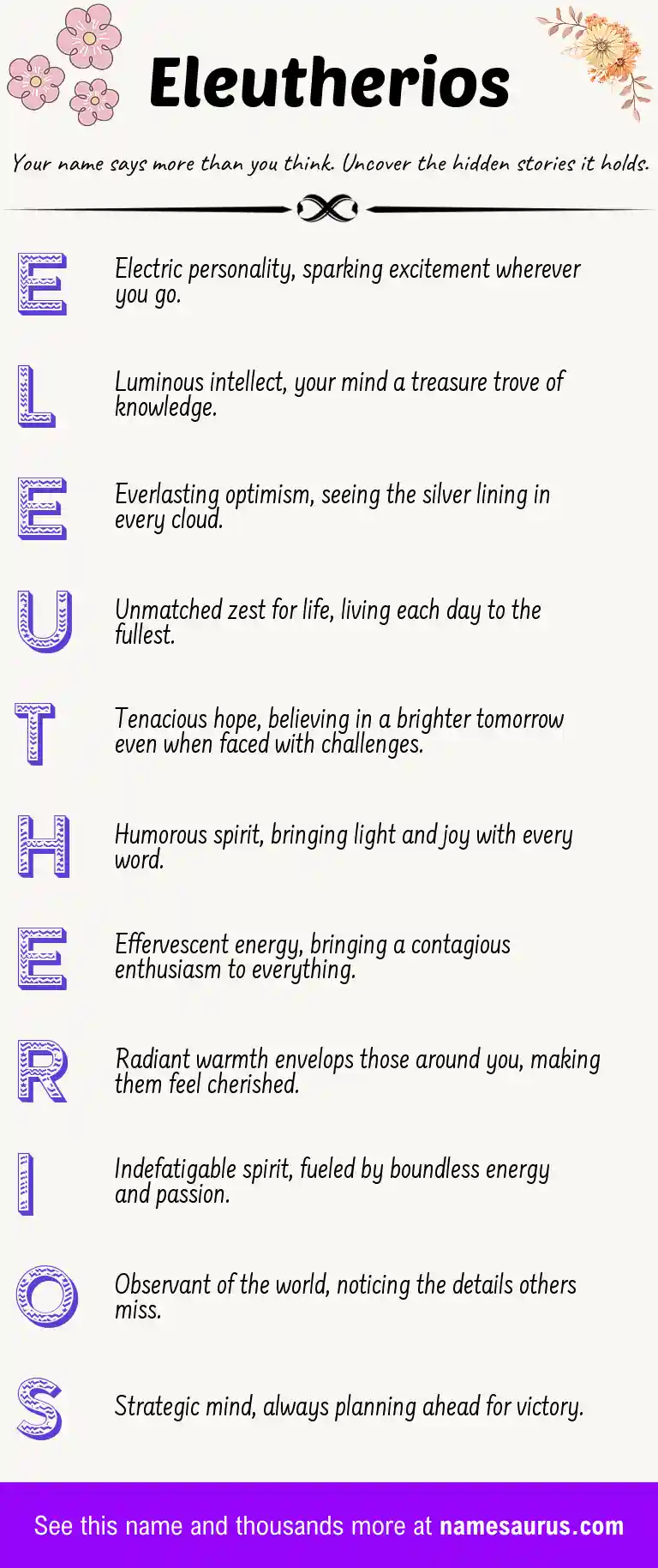 Acrostic poem about Eleutherios.