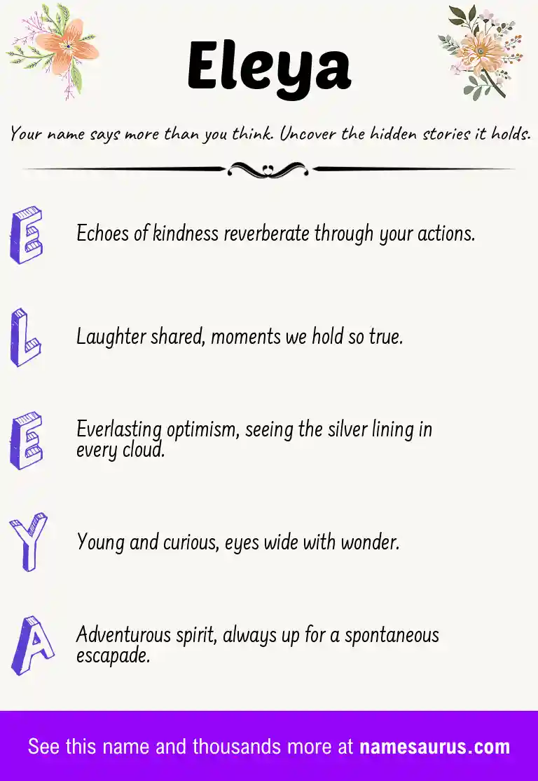 Acrostic poem about Eleya.