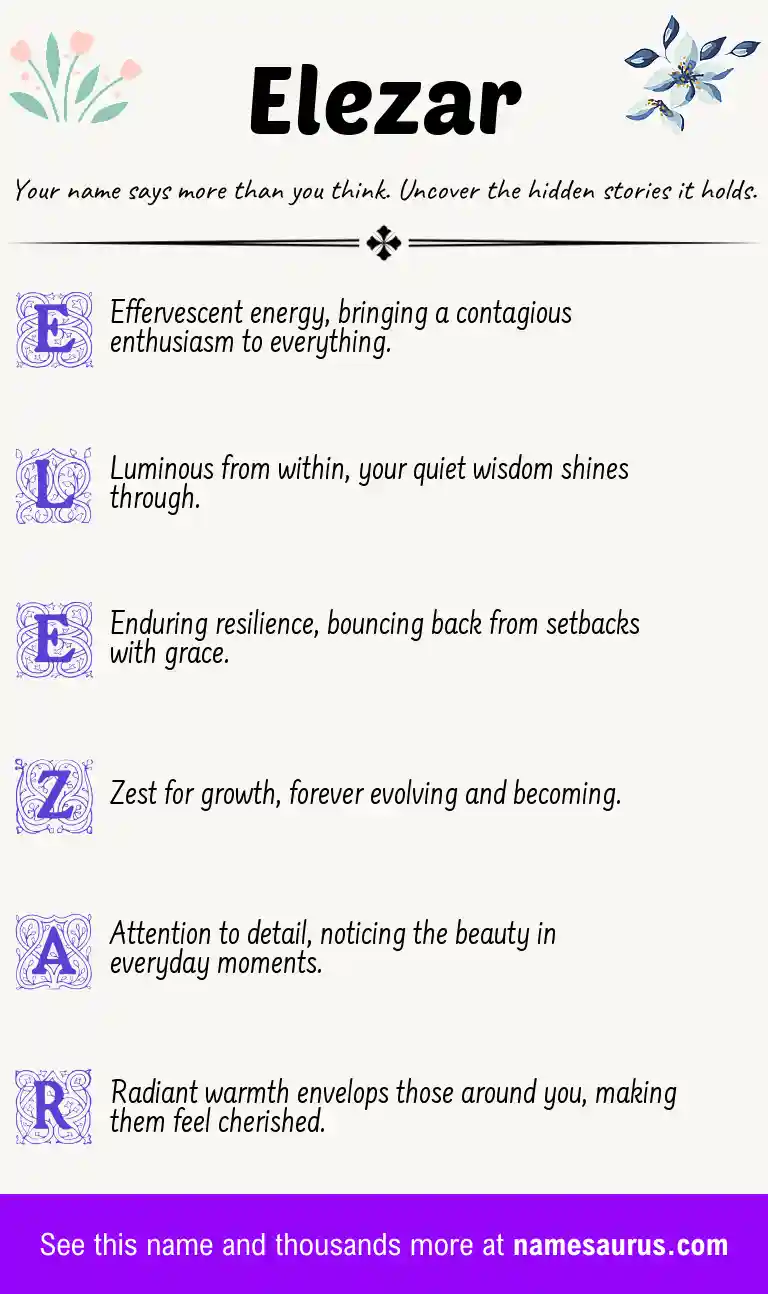Acrostic poem about Elezar.