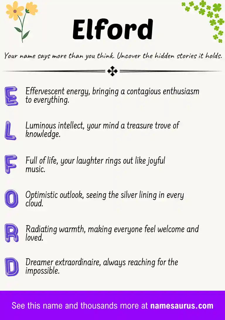 Acrostic poem about Elford.
