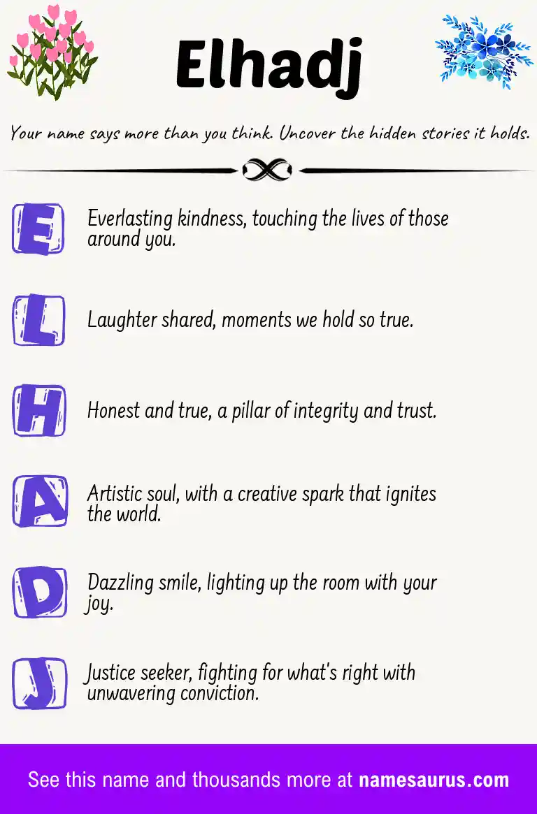 Acrostic poem about Elhadj.