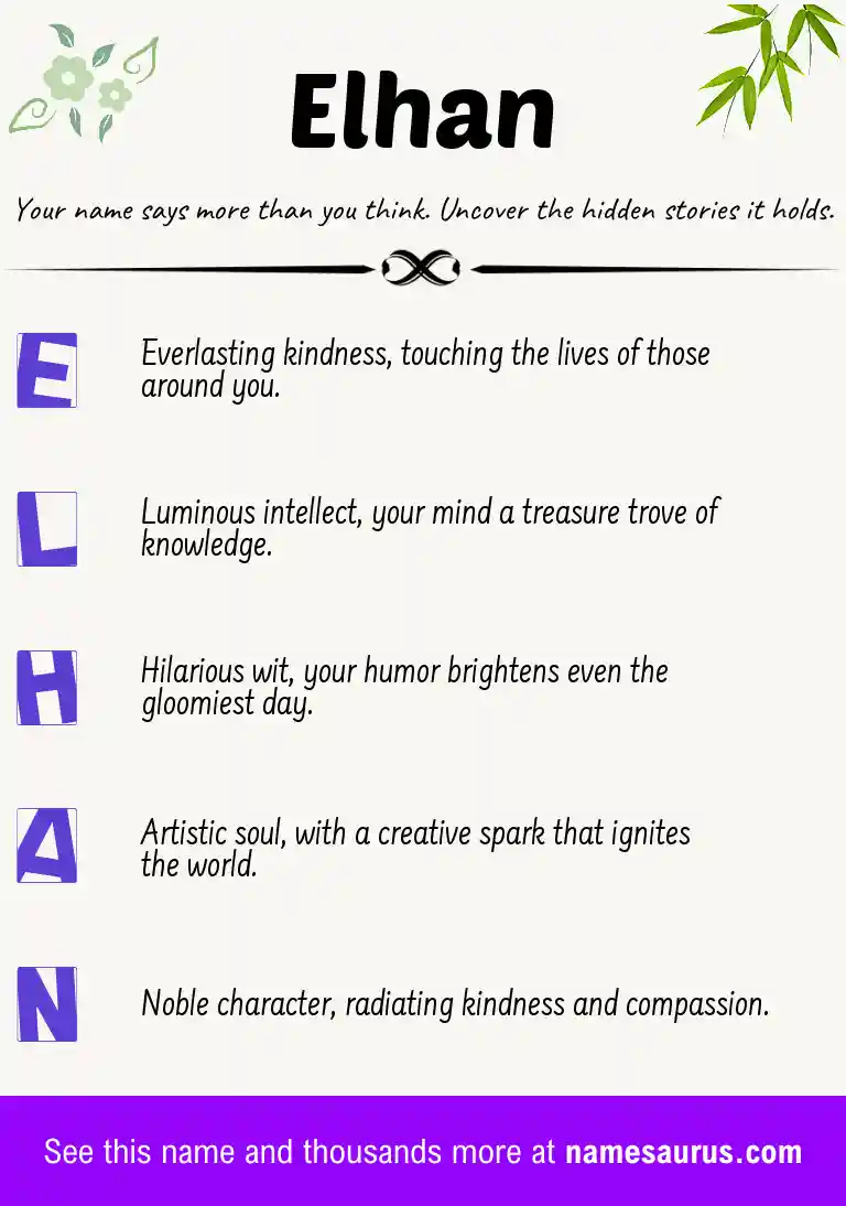 Acrostic poem about Elhan.