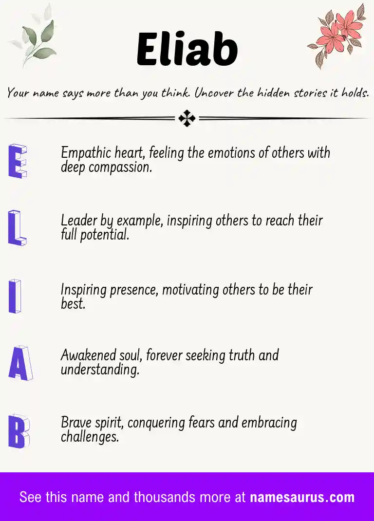 Acrostic poem about Eliab.