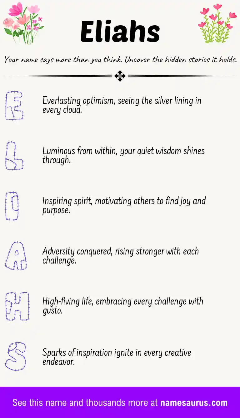 Acrostic poem about Eliahs.