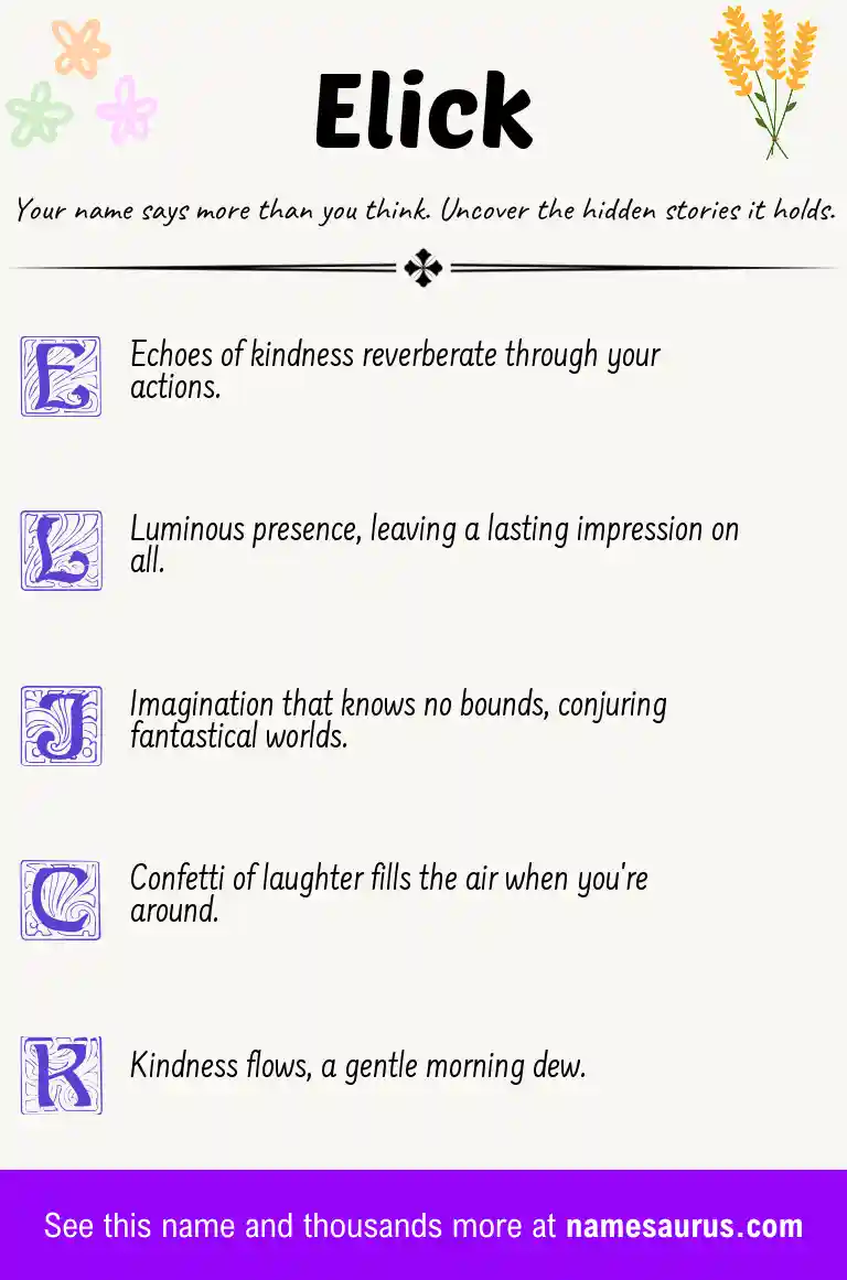 Acrostic poem about Elick.