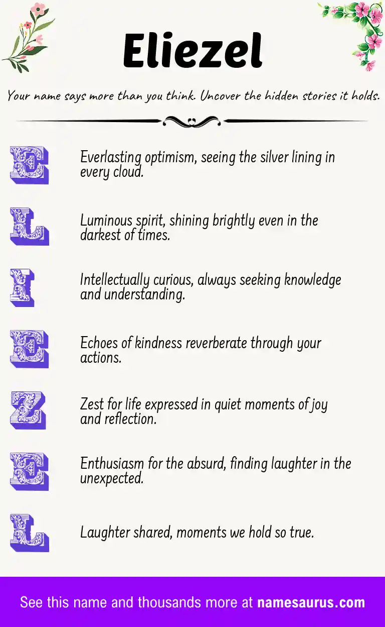Acrostic poem about Eliezel.