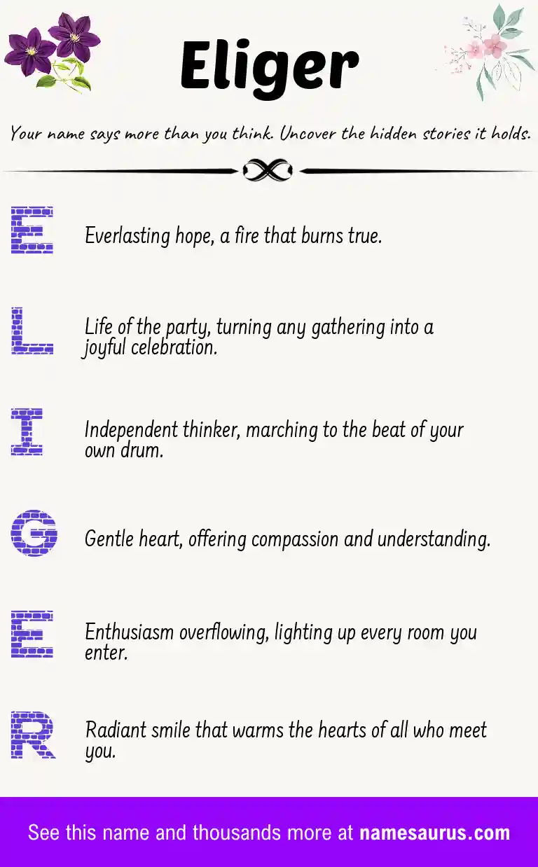 Acrostic poem about Eliger.