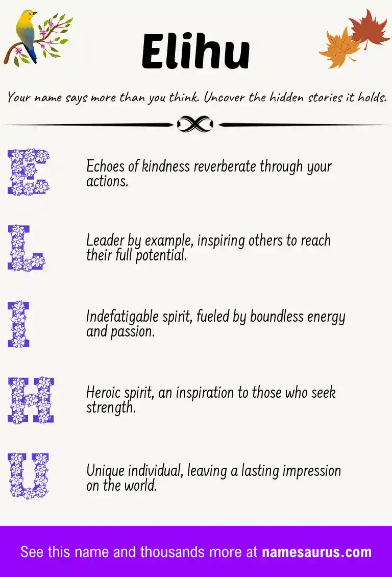 Acrostic poem about Elihu.