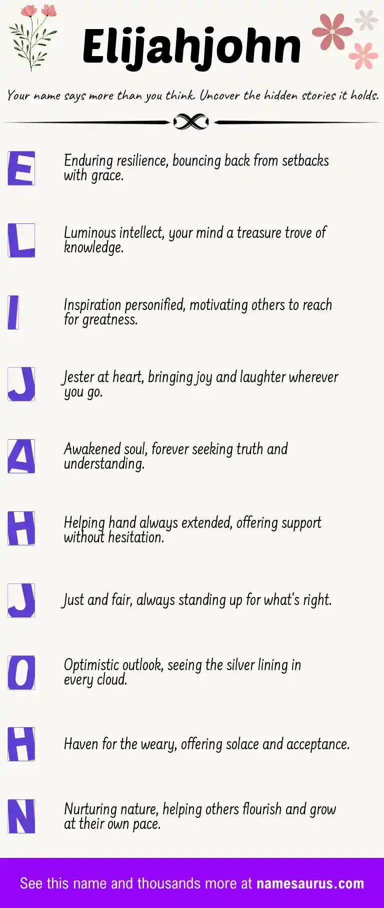 Acrostic poem about Elijahjohn.