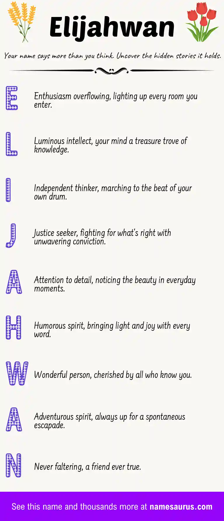 Acrostic poem about Elijahwan.