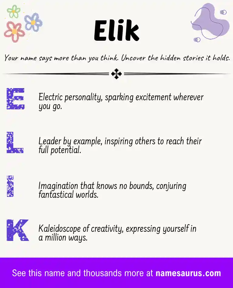 Acrostic poem about Elik.