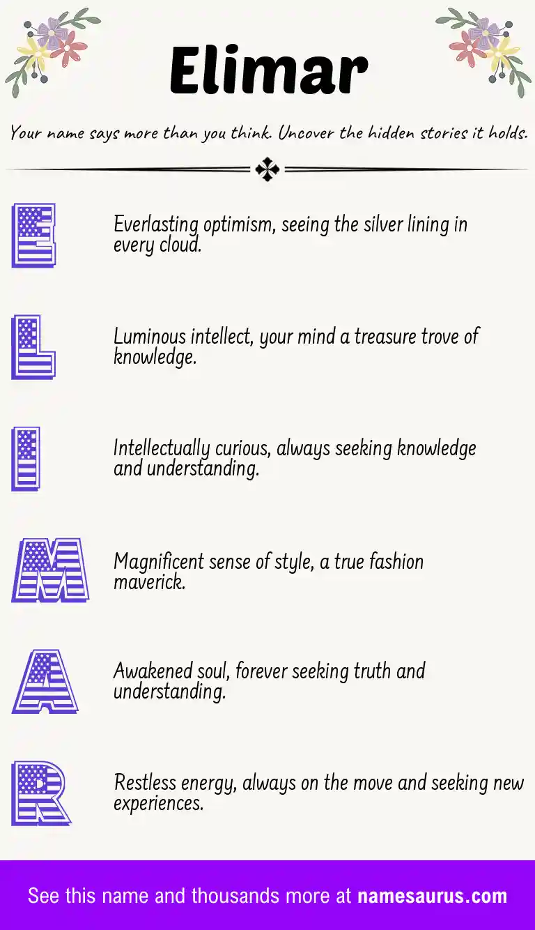 Acrostic poem about Elimar.