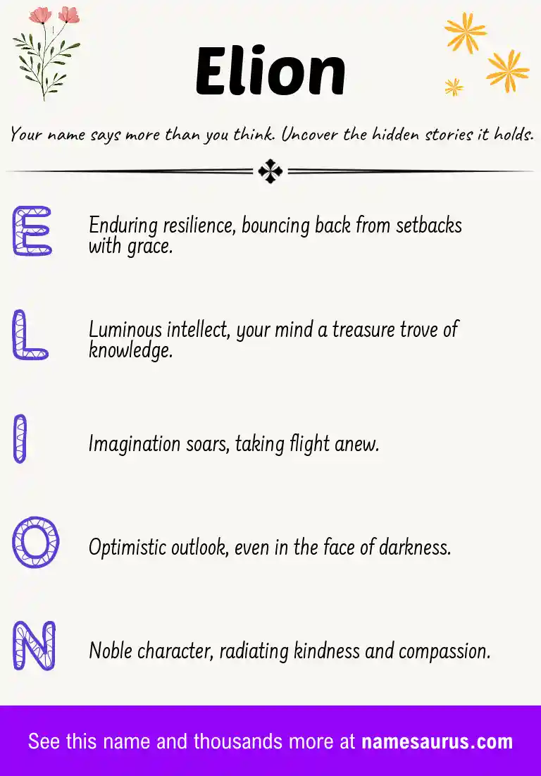 Acrostic poem about Elion.