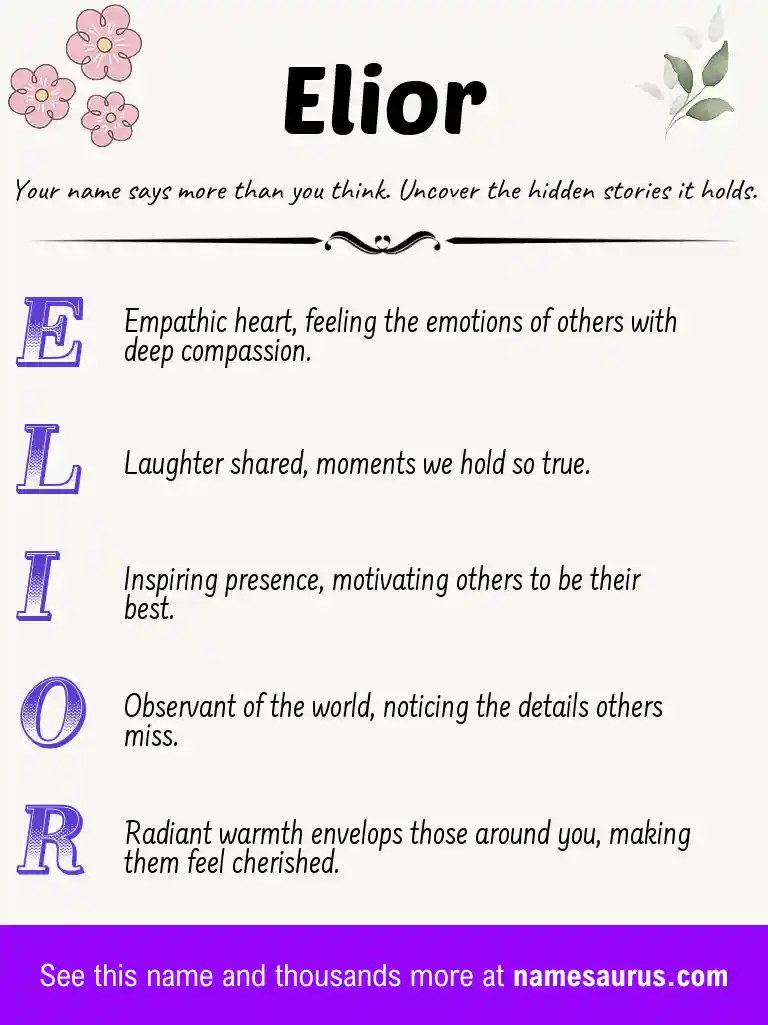 Acrostic poem about Elior.
