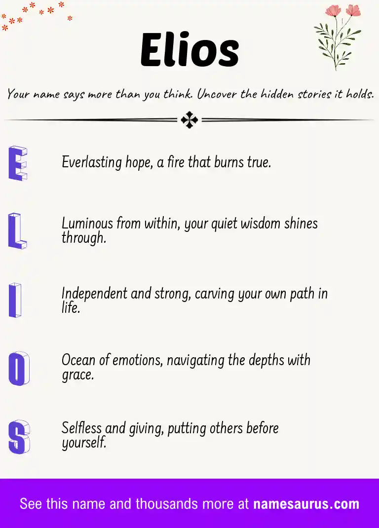 Acrostic poem about Elios.