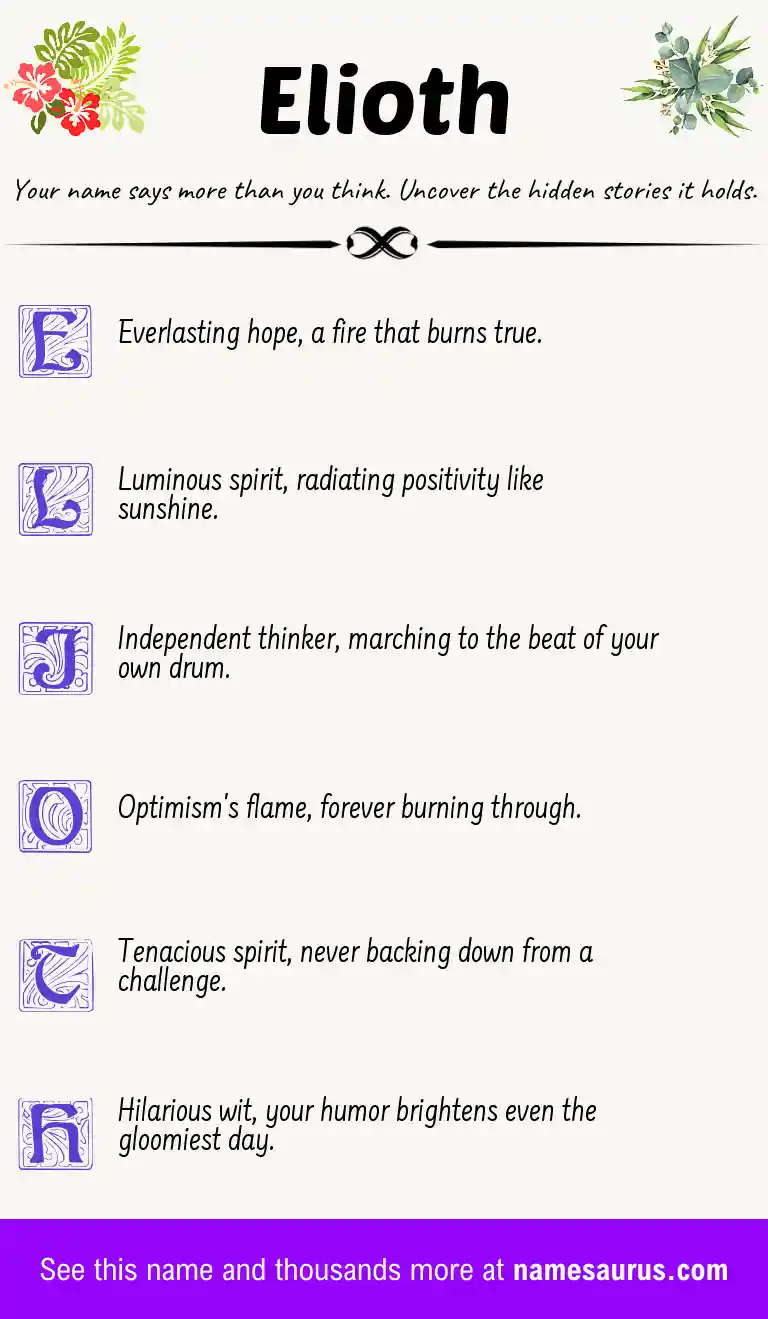 Acrostic poem about Elioth.