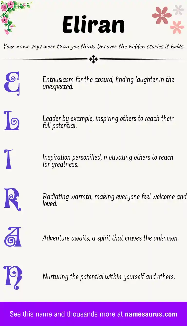 Acrostic poem about Eliran.