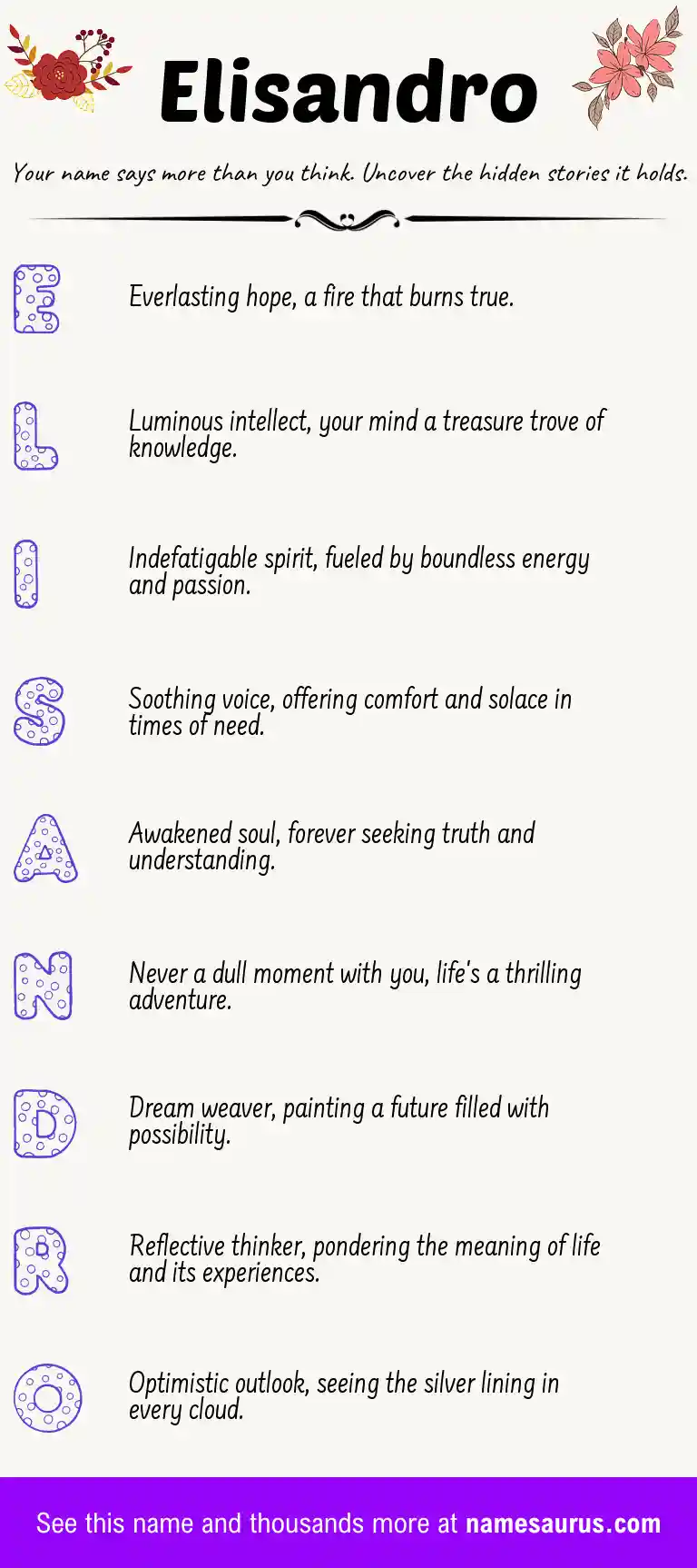 Acrostic poem about Elisandro.