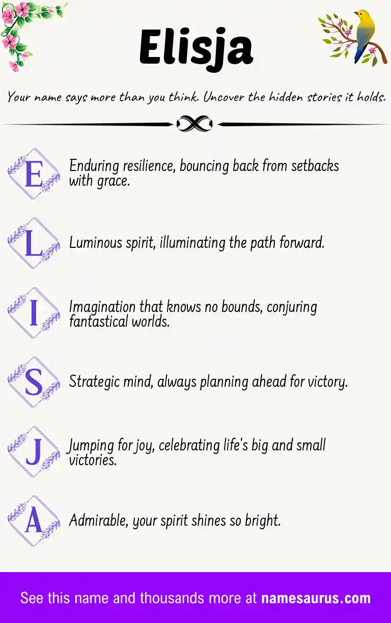 Acrostic poem about Elisja.