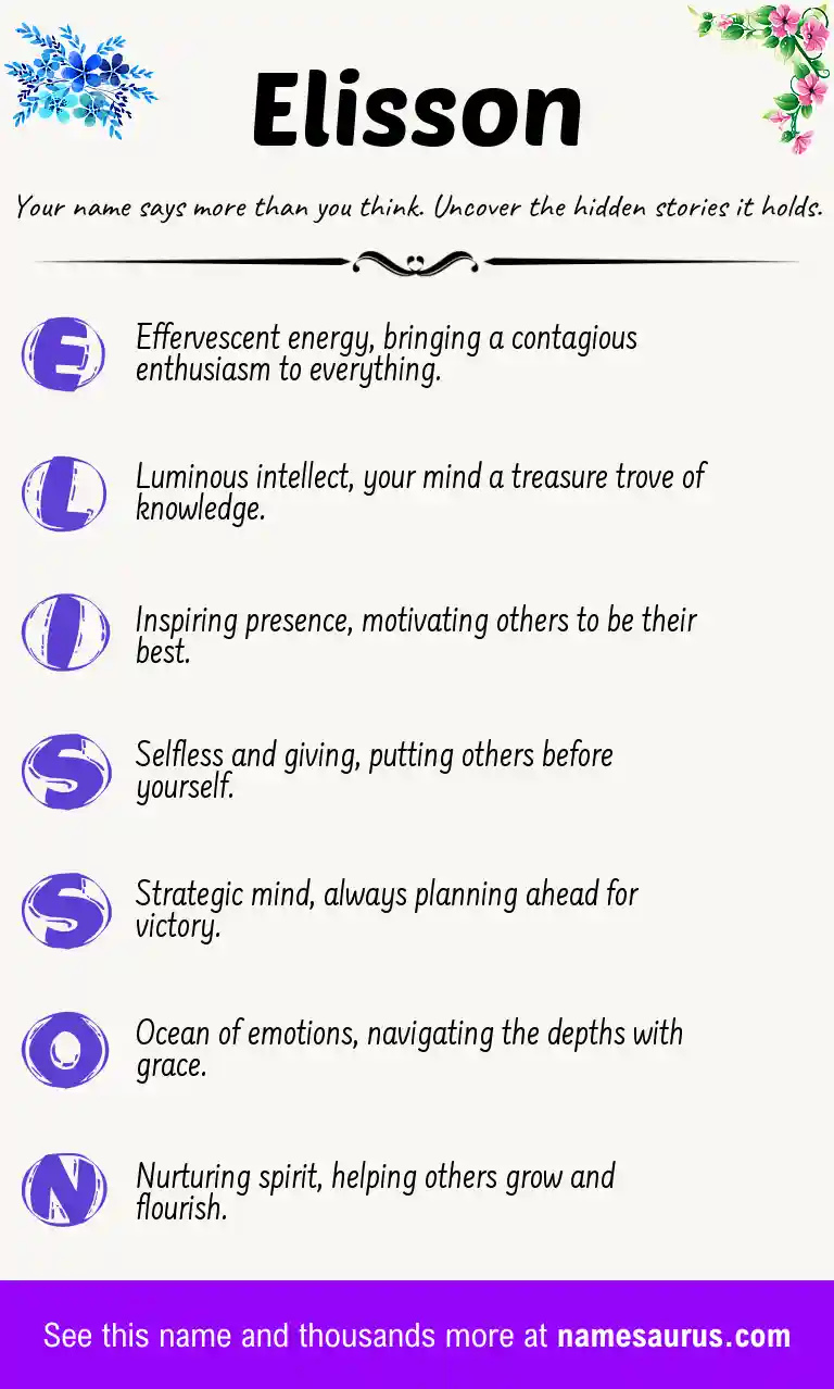 Acrostic poem about Elisson.