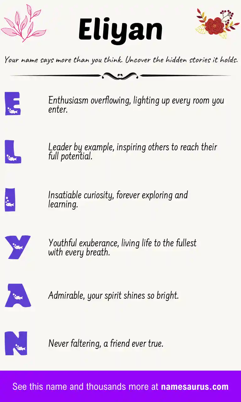 Acrostic poem about Eliyan.