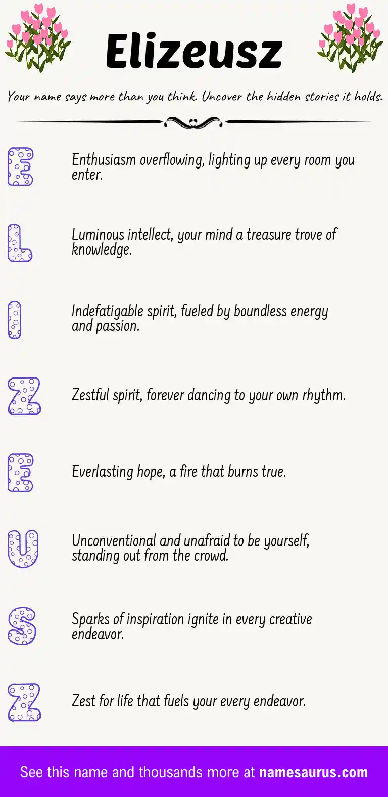 Acrostic poem about Elizeusz.