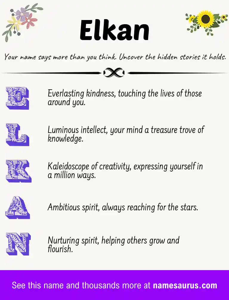 Acrostic poem about Elkan.