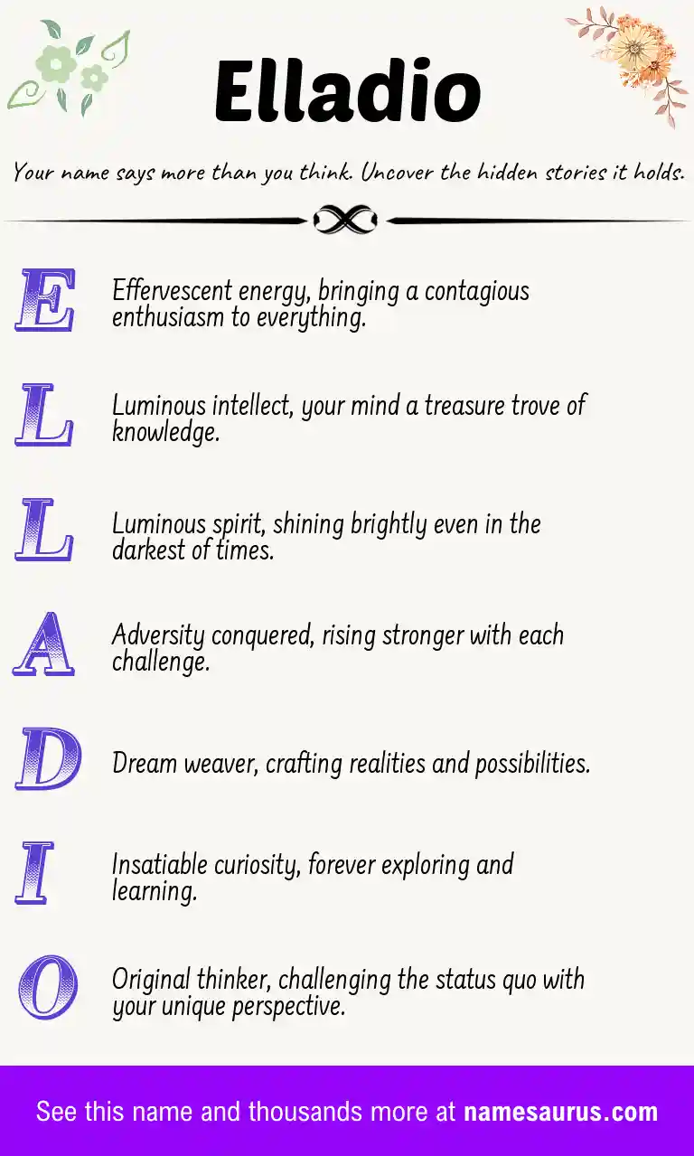 Acrostic poem about Elladio.
